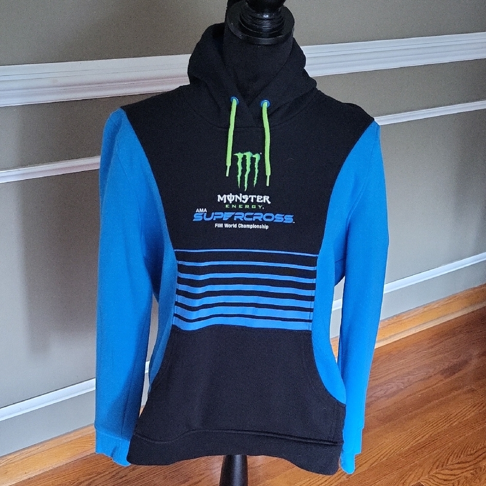 Monster Energy Supercross Hoodie Size Large Blue Black